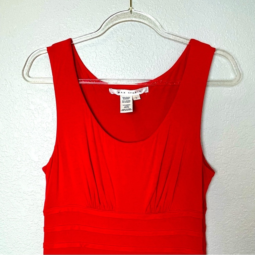 MAX STUDIO Red Sleeveless Dress with Flattering Compression Waist Size L - Picture 2 of 7